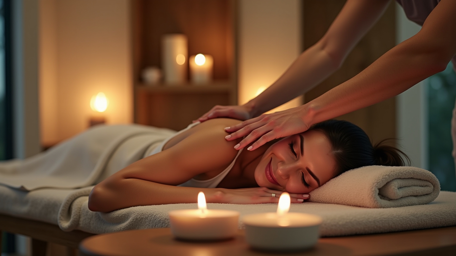 Couple réalisant un massage détente à domicile
