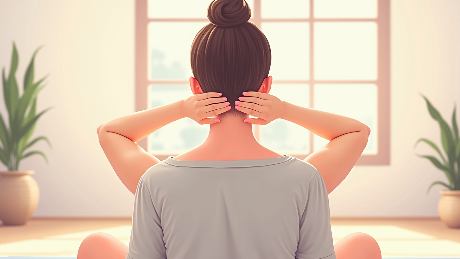 Auto massage du cou et des épaules - illustration